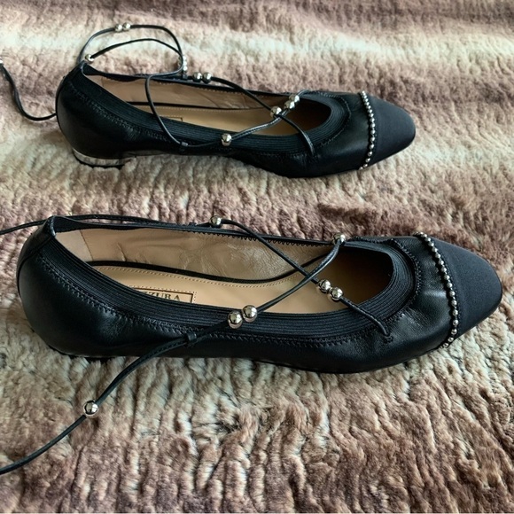 Aquazzura Mystique Ballet Flats Black Silver - Picture 6 of 14